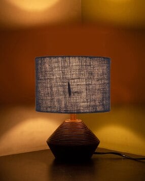 Cotton Table Lamp with Wood Base-image-3