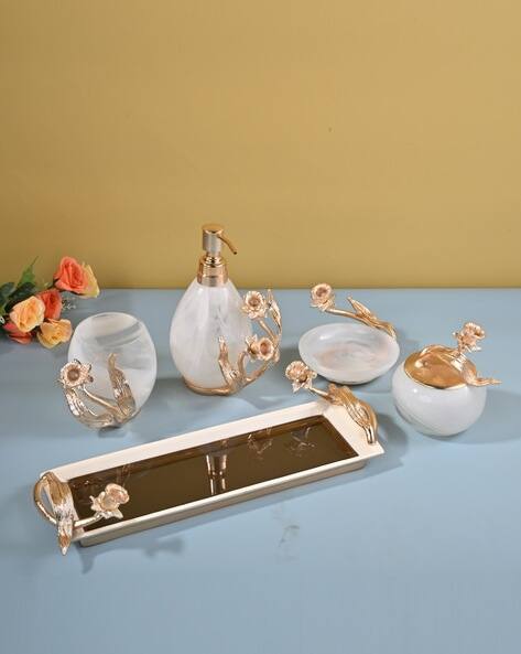 GIBOX  Floral Essentials Bathroom Crystal Luxury Set of 5