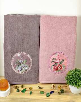rangoli Pack of 2 Embroidered Bath Towel-picture-16