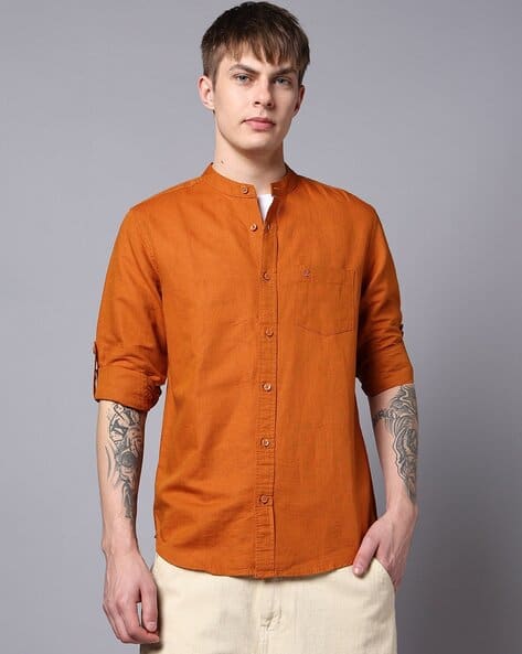 mens rust colored dress shirt Mens Rust Dress Shirt with Tie and Hanky Set D1P2