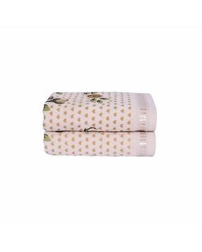 rangoli Set of 2 Floral Print Cotton Hand Towels-picture-17