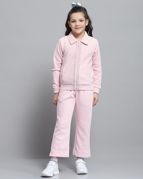 Monte Carlo Girl Pink Tracksuit Girl Self-design Tracksuit Set