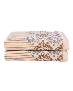 Set of 2 Printed Cotton Bath Towels-image-17