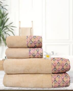 Pack of 4 Floral Print Bath Towel-image-5