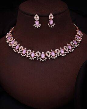 brado jewellery Women Stone-Studded Necklace & Earrings Set-picture-35