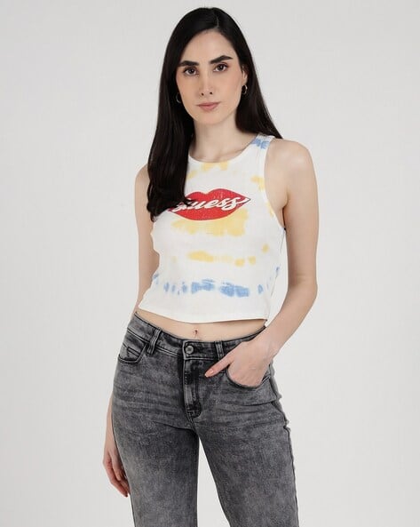 Buy Pure White Multi Shirts, Tops Tunic for Women by GUESS