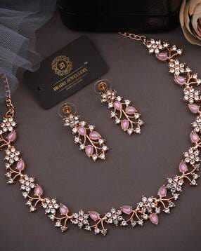 brado jewellery Women Stone-Studded Necklace & Earrings Set-picture-33