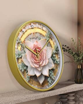 random Floral Print Round Wall Clock with Glass-picture-6