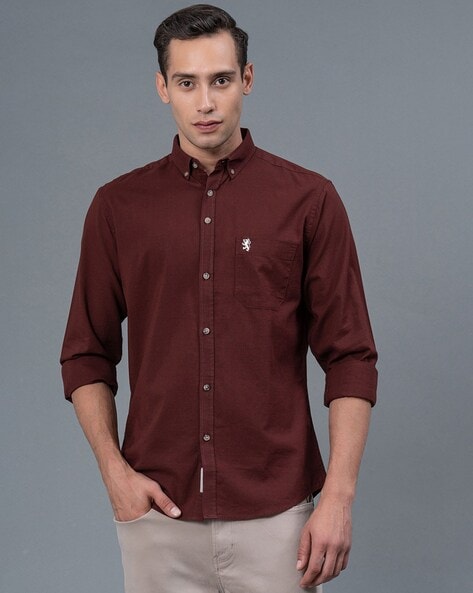 Men Shirt with Button Down Collar