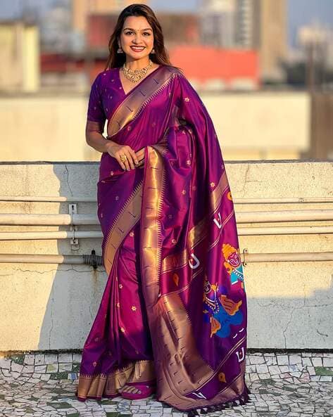 PANZORA Women Soft Paithani Silk Saree