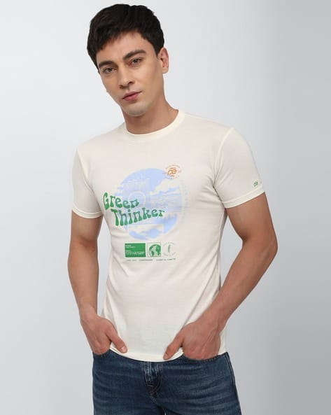 PETER ENGLAND Men Typographic Print Extra Slim Fit Crew-Neck T-Shirt