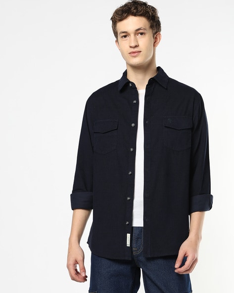 Men Regular Fit Corduroy Shirt