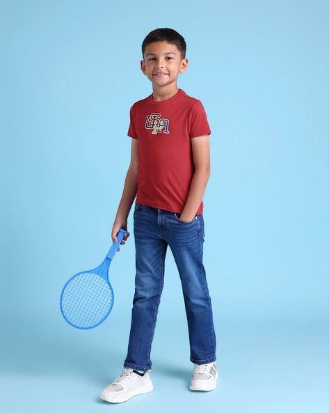 U.S. Polo Assn. Boys Brand Print Regular Fit Cotton Crew-Neck T-Shirt