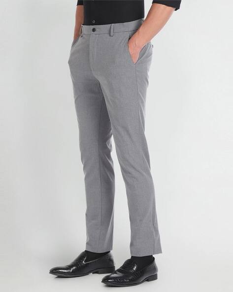 Arrow Newyork Men Heathered Slim Fit Flat-Front Trousers