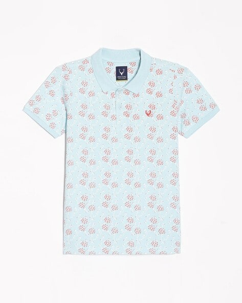 ALLEN SOLLY Boys Floral Print Polo T-Shirt