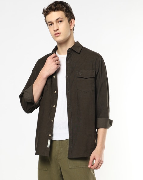 Men Regular Fit Corduroy Shirt