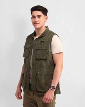 us polo assn. Men Regular Fit Zip-Front Cotton Gilet with Flap Pockets-picture-28