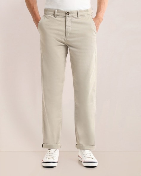 Men Straight Fit Flat-Front Chinos