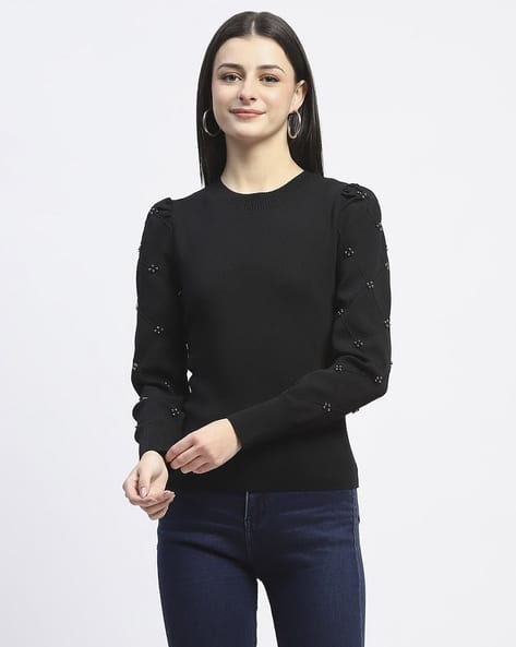 MADAME Women Embellished Round-Neck Top