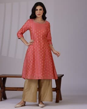 Women Floral Woven Flared Kurta-picture-13
