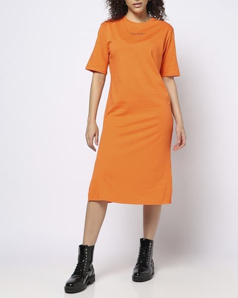 armani exchange orange dress Womens sz4 100% silk Armani Exchange dress