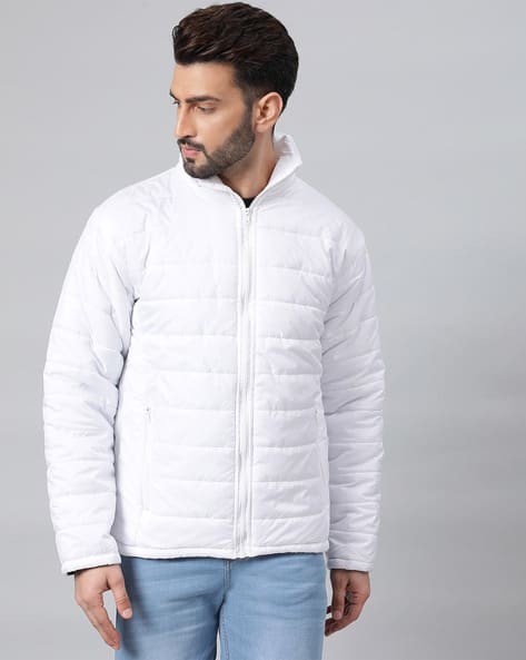 KOTTY  Men High Neck Navy Blue Puffer Jacket