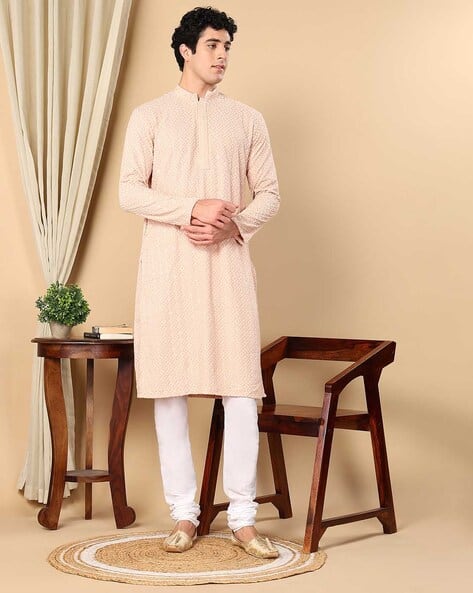 TATTVA Men Embroidered Slim Fit Long Kurta