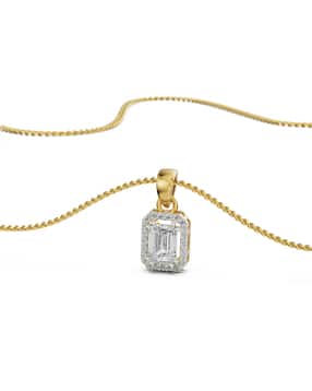Women Yellow Gold Luminescent Lab Grown Diamond Pendant-image-42