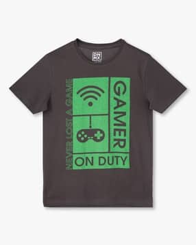 Boys Graphic Print Regular Fit Crew-Neck T-Shirt-image-24