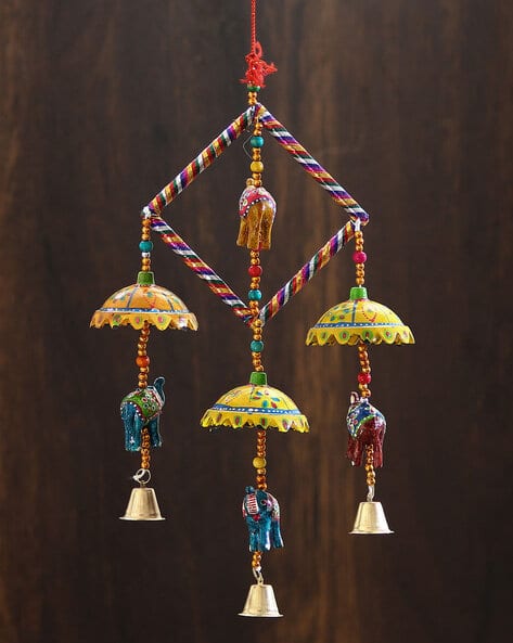 Ecraftindia Handcrafted Decorative Elephant Hanging Bells