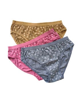 Pack of 3 Women Printed Briefs with Elasticated Waist-image-9