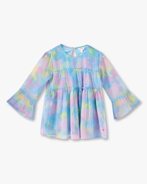 POINT COVE Girls Printed Slim Fit Tiered Top