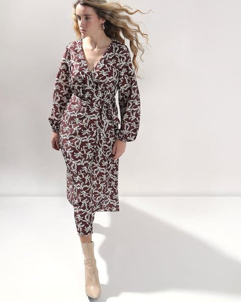 Vero Moda Women Leaf Print Wrap Dress