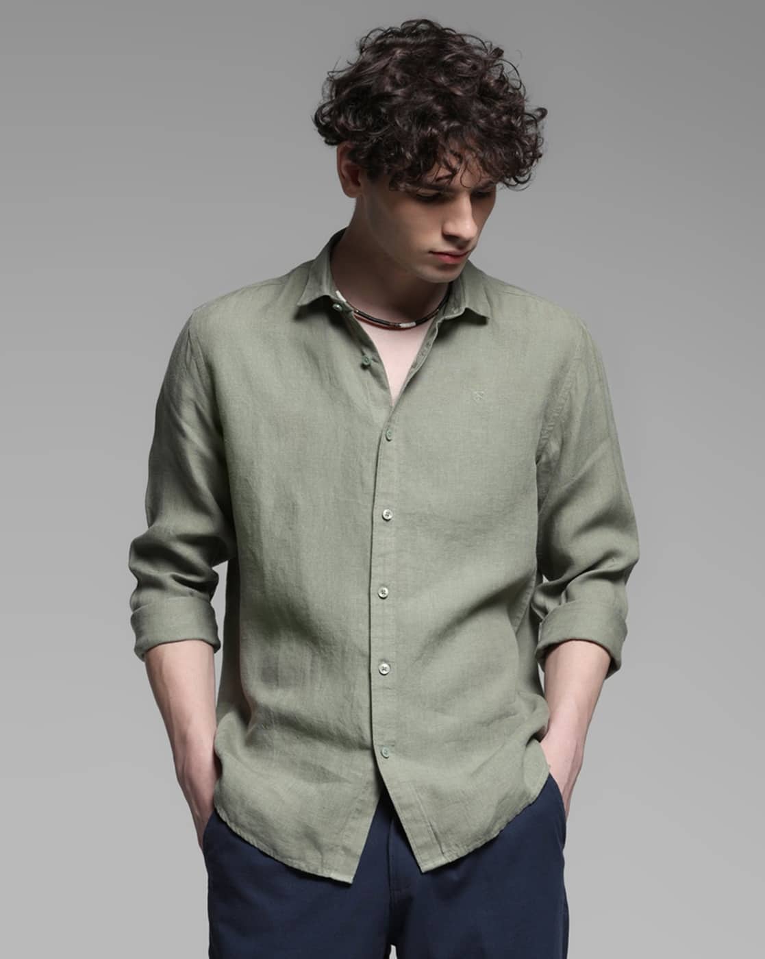 Men Regular Fit Linen Shirt