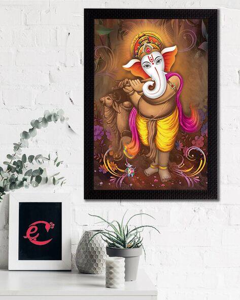 Ecraftindia Lord Ganesha Satin Matt Texture UV Art Painting