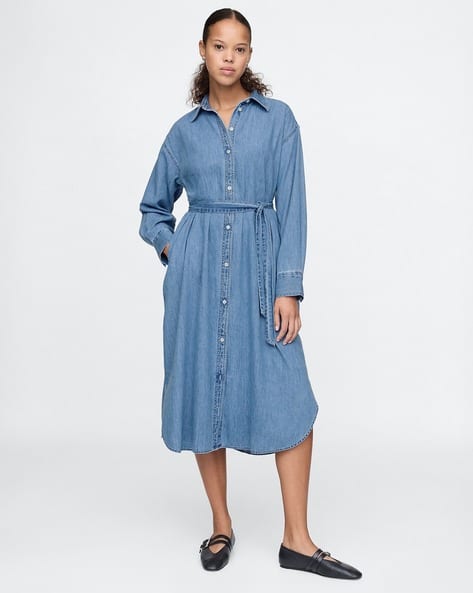 princess polly baby blue dress GAP Blue Regular Fit Solid Dress