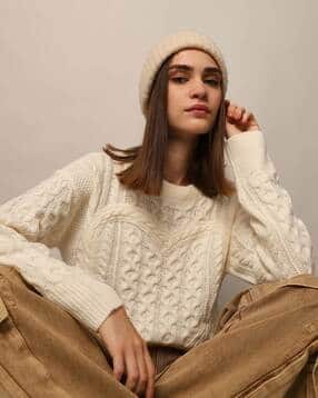 only Women Geometric-Knit Round-Neck Pullover-picture-35