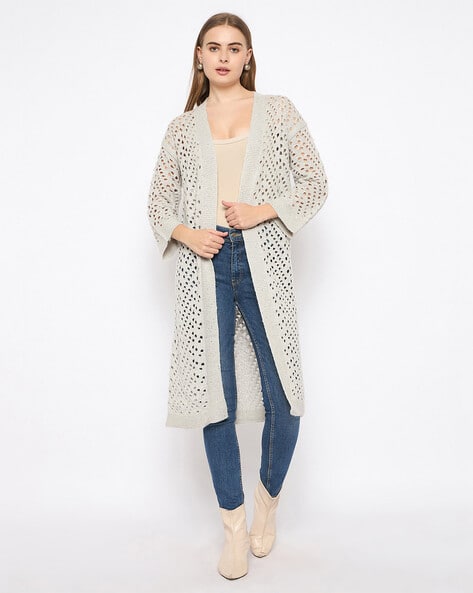 MADAME Women Crochet Front-Open Shrug
