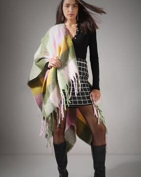 vero moda Women Striped Cape with Fringes-picture-16