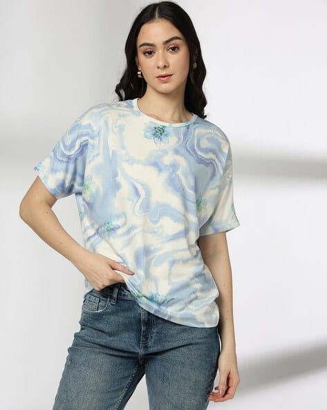 Lee Cooper Women Tie & Dye Boxy Fit Round-Neck T-Shirt