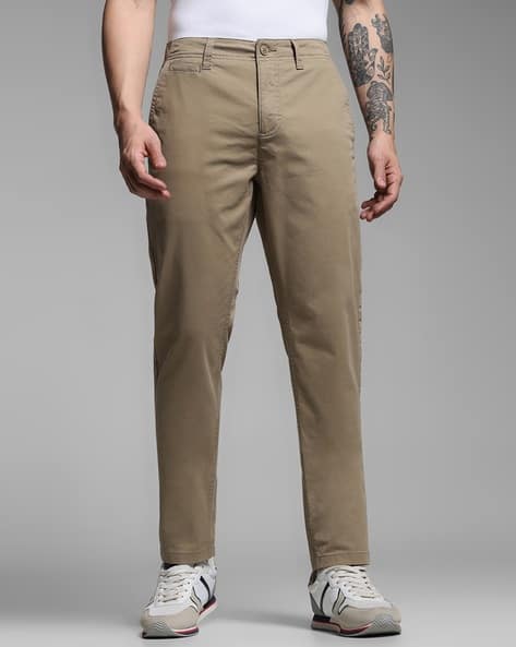 Jack & Jones Men Straight Fit Flat-Front Chinos