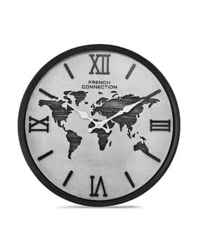 Wall Clock with Roman Numbers & World Map-image-4
