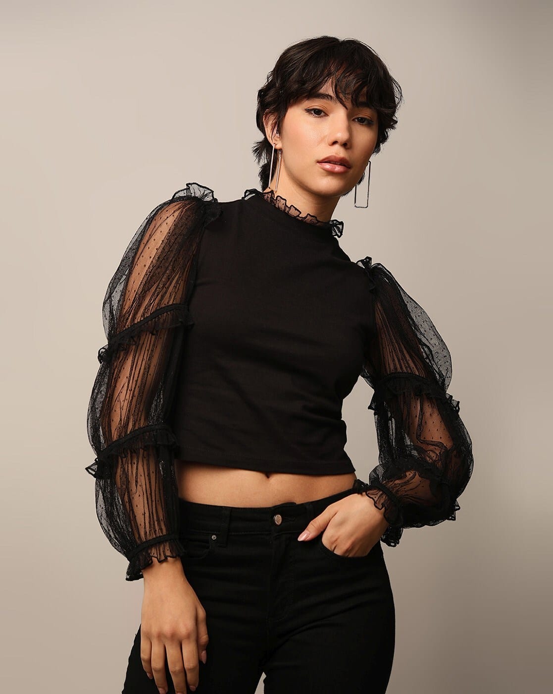 Buy ONLY Women Relaxed Fit Top with Pu Online | Ajio.com