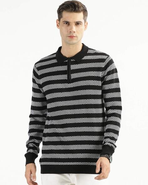 Ravinik Men Striped Regular Fit Sweatshirt