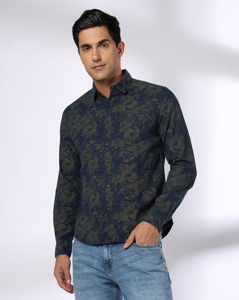 Men Floral Print Slim Fit Shirt