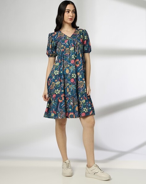 FUSION Women Floral Print Tiered Dress