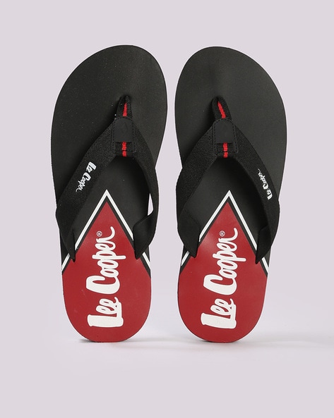 Men Brand Print Thong-Strap Flip-Flops