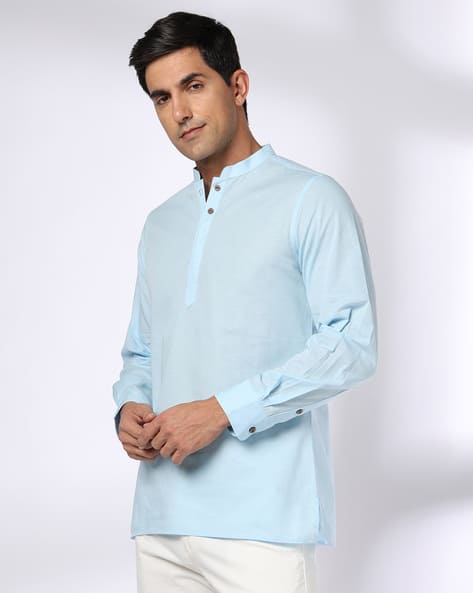 Buy SAMAV Heathered Slim Fit Shirt Kurta Online | Ajio.com