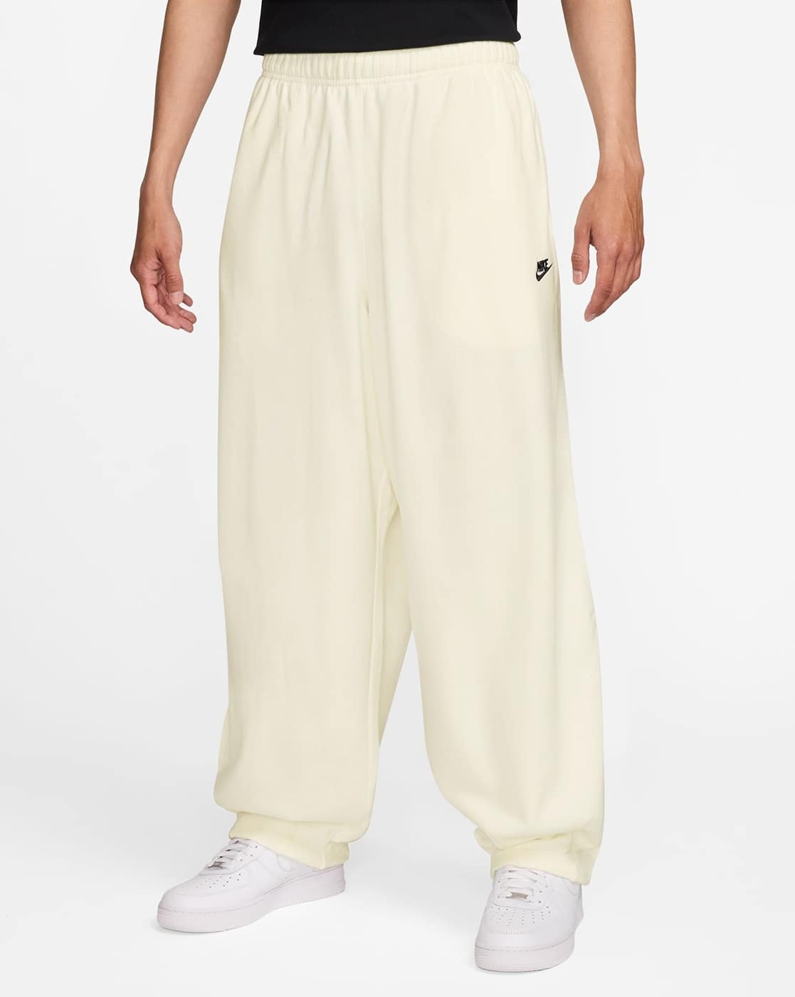 nike mini swoosh oversized joggers in oatmeal