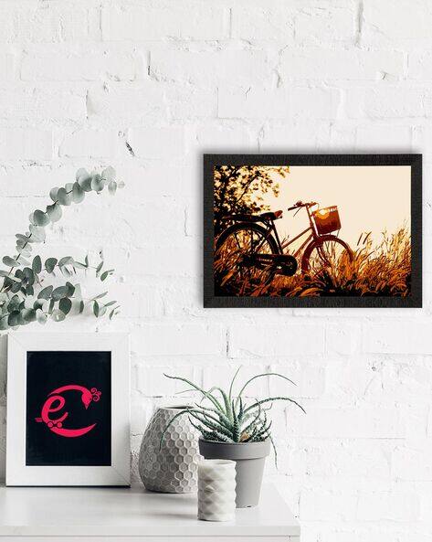 Ecraftindia Cycle Standing in Grass View UV Art Painting